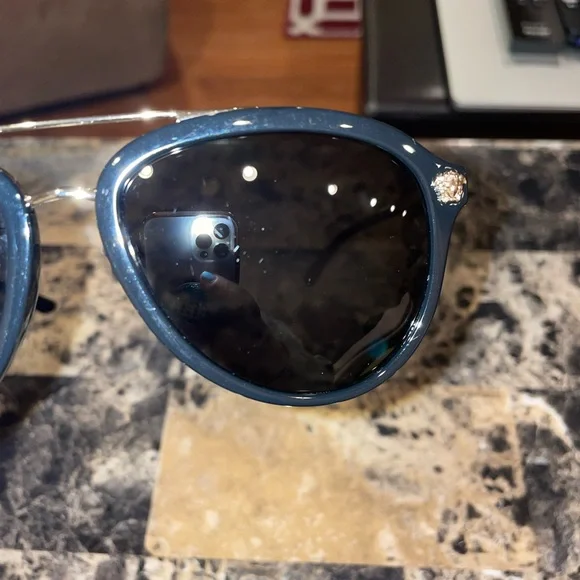 Versace Black and Gold Aviator Sunglasses - Picture 7 of 14